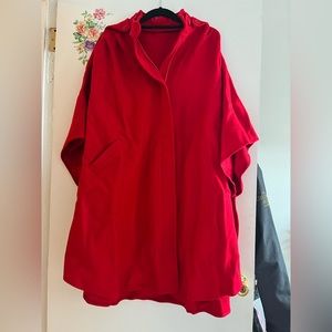 Wool red hooded cape